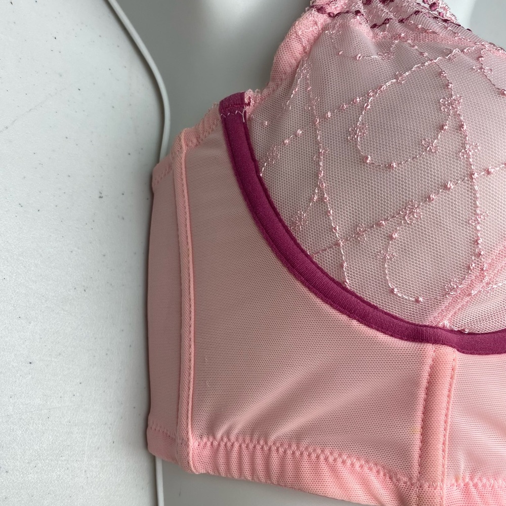 Parfait PNK/MAROON Unlined Long Bra, 32D *P1046 - Picture 3 of 8